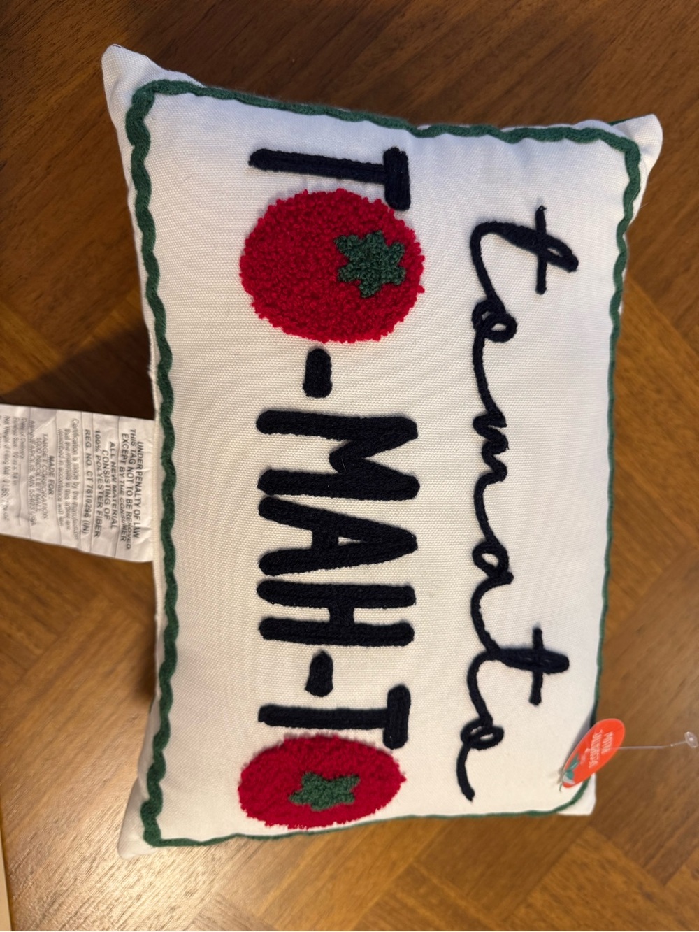 Home Holiday 'Tis the Season Tomato Accent Pillow - White & Red